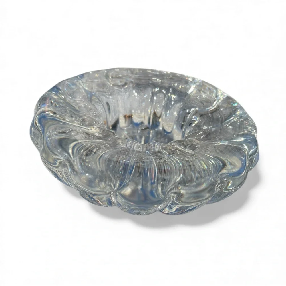 Littala Jaakuku crystal tea light holder, ice flower/snow Flower,Dansk, Finnish